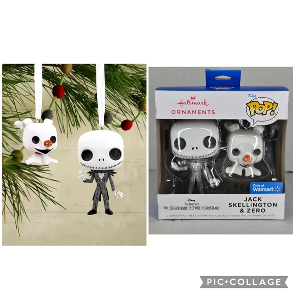 New Hallmark Funko Pop Jack Skellington Zero 2 Pack Ornaments Nightmare Before - Picture 1 of 8